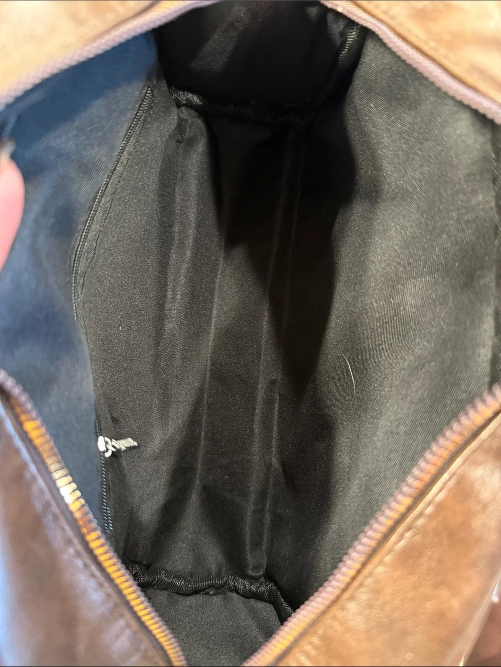 Brown Leather Double-Pocket Shoulder Bag